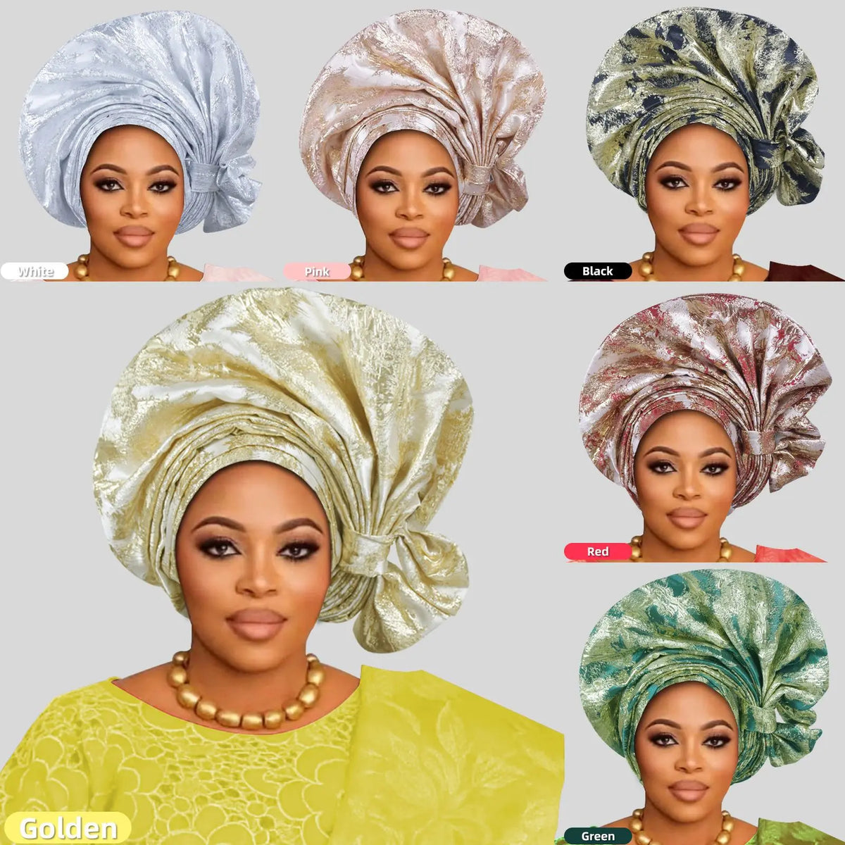 African Auto Gele Headtie For Women Printed Nigerian Traditional Head Wrap Elegant Turban Headscarf Wedding Party Headwear