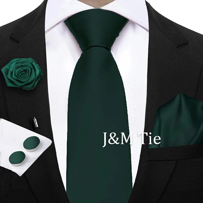 Women & Men Ties Solid NeckTie Pocket Square Brooch Set Men's Wedding Pink Blue Purple Tie Suit Accessories Fit Group Holiday Party