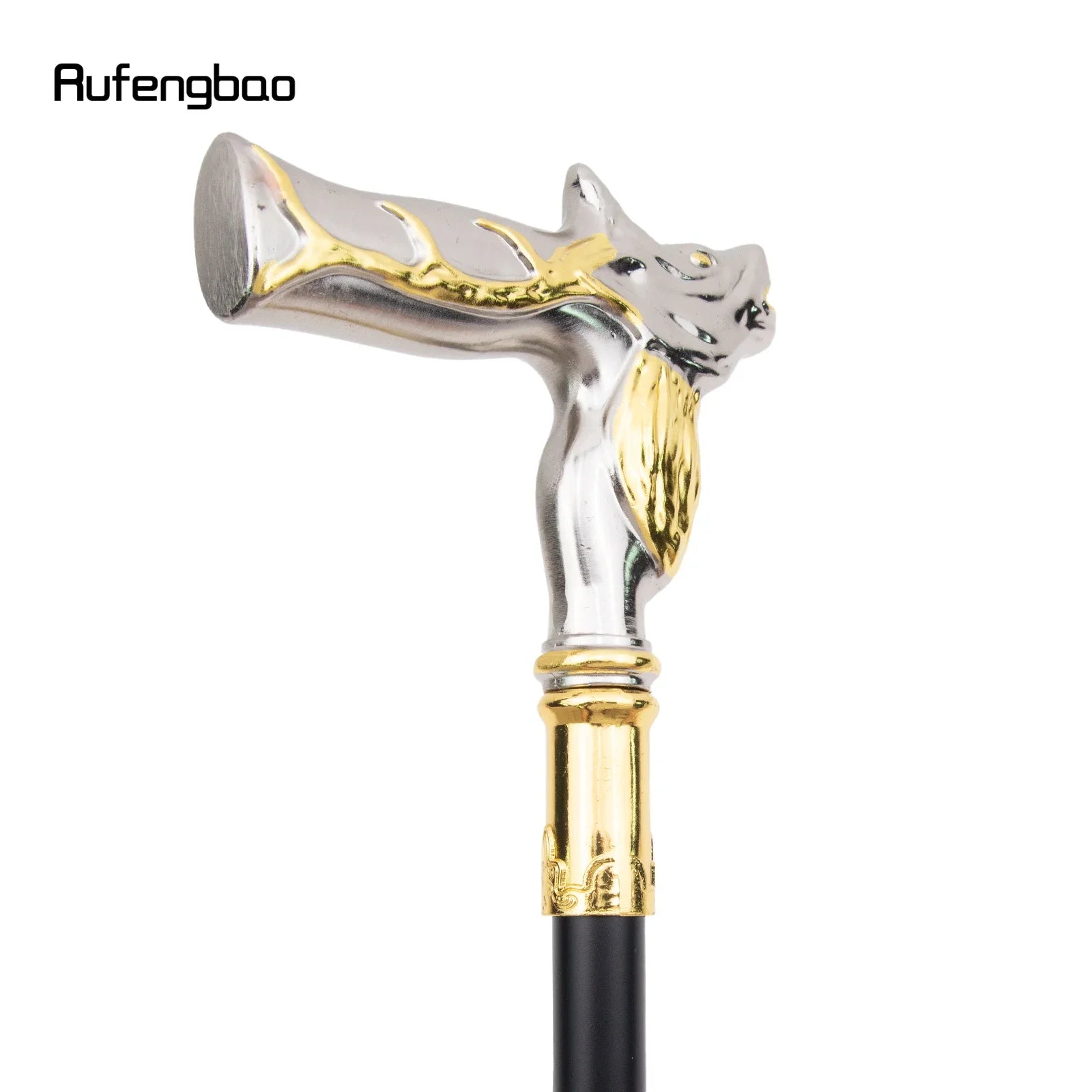 Golden White Deer Walking Cane Fashion Decorative Walking Stick Gentleman Performance stage Cane 92cm  Performance Stage Cane
