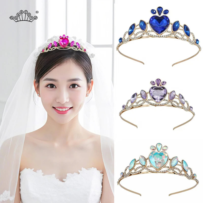 Girl Birthday tiara Crowns Bridal Wedding Hair Accessories Princess Queen Blue Crown Women Party Performance Hair Accessories