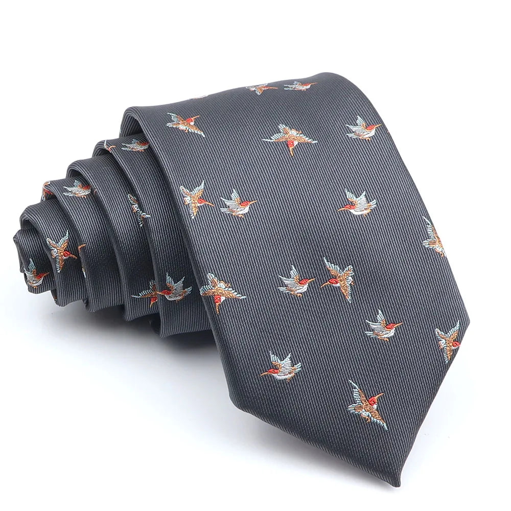 New Men's Casual 7CM Ties Classic Polyester Woven Party Neckties Fashion Burgundy Flower Man Neck Tie For Wedding Business Male