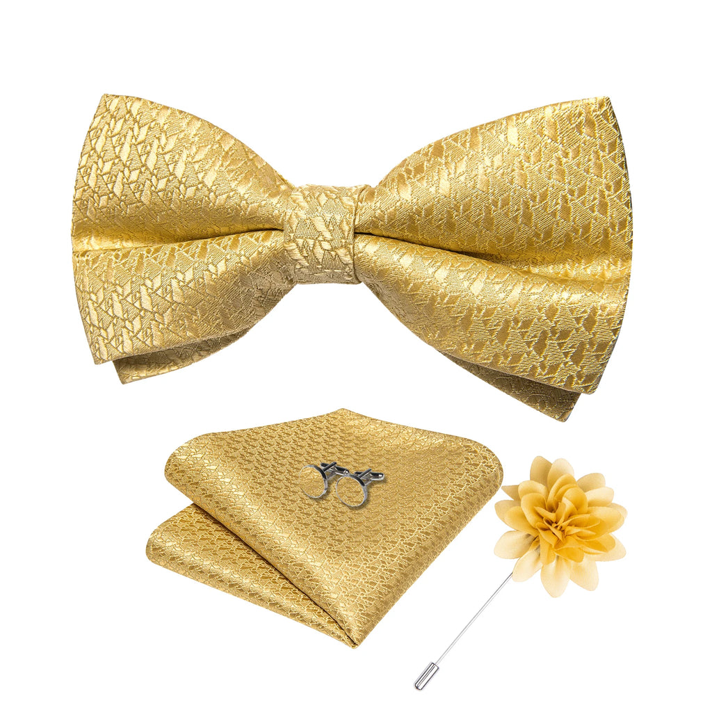 Wedding Bow Tie for Men Classic Red Pre-tied Bowtie Cufflinks Corsage Set for Party Butterfly Knot Gift Man Accessories