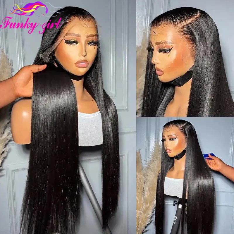 Bone Straight Lace Frontal Human Hair Wig Brazilian Transparent Lace 100% Human Hair Wigs For Women Natural Black Remy Hair Wig