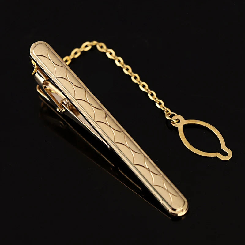 Tie Clip For Women &Men Metal Gold Vintage Chain Luxury Business Ties Bar Pin Clip For Necktie Man Shirt Accessories Party Wedding Gift