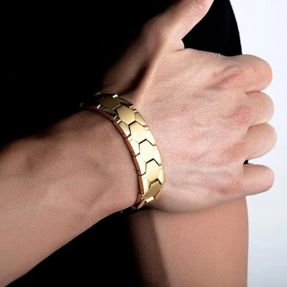 Men Bracelet Magnetic Alloy Therapy Bracelet Hexagon Luster Sleek Link Bangles Detachable Therapy Bracelet Daily Jewelry Gift