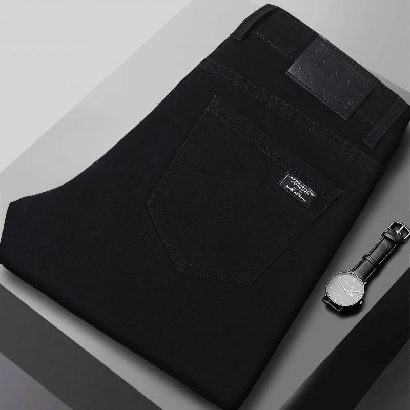 Men's New Stretch Straight Jeans Business Versatile Trendy Youth Casual Regular Long Pants for Spring Autumn Male Denim Trousers