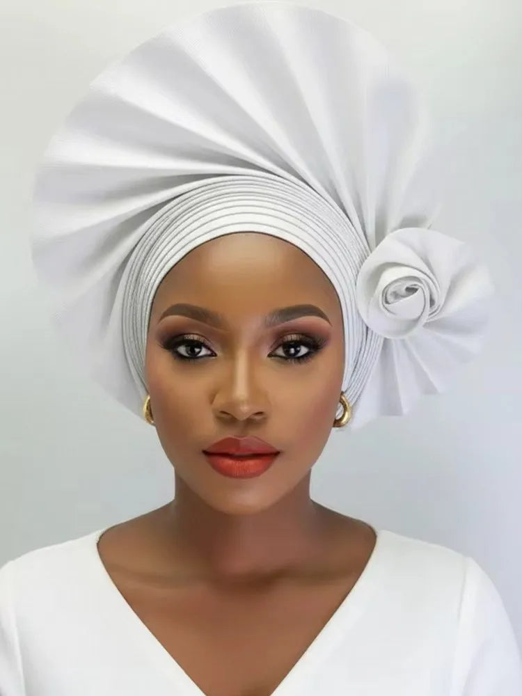 2026 New African Headtie Turban Nigeria Auto Gele Head Wraps Auto Gele Women's Turban Cap Wedding Geles Muslim Head Wraps Bonnet