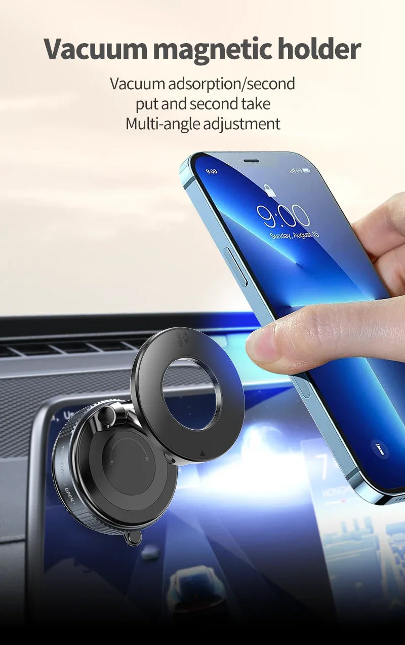 Rotating Folding Magnetic Phone Holder Vacuum Suction Mag Stand for Car Navigation Gym Kitchen - Universal GPS Streaming Bracket