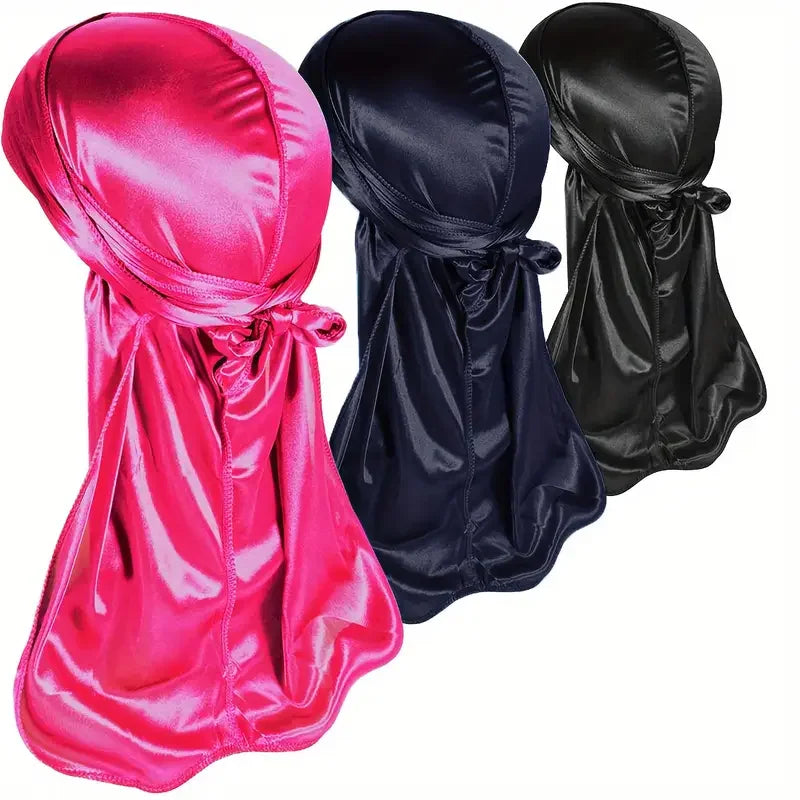 3pcs/Set Durag Silky Durags Pack for Men 360 Waves Men'S Bandana Satin Durag