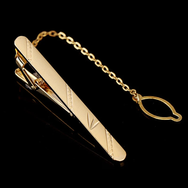 Tie Clip For Women &Men Metal Gold Vintage Chain Luxury Business Ties Bar Pin Clip For Necktie Man Shirt Accessories Party Wedding Gift