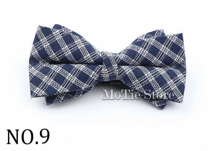 Cotton Double Layer Bowtie For Men Casual Bow Tie Adult Bow Ties Cravats Male Plaid Bow knot For Party Wedding Striped Butterfly