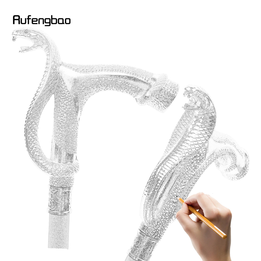 White Golden Cobra Head Fashion Walking Stick with Hidden Plate Self Defense Fashion Cane Plate Cosplay Crosier Stick 93cm