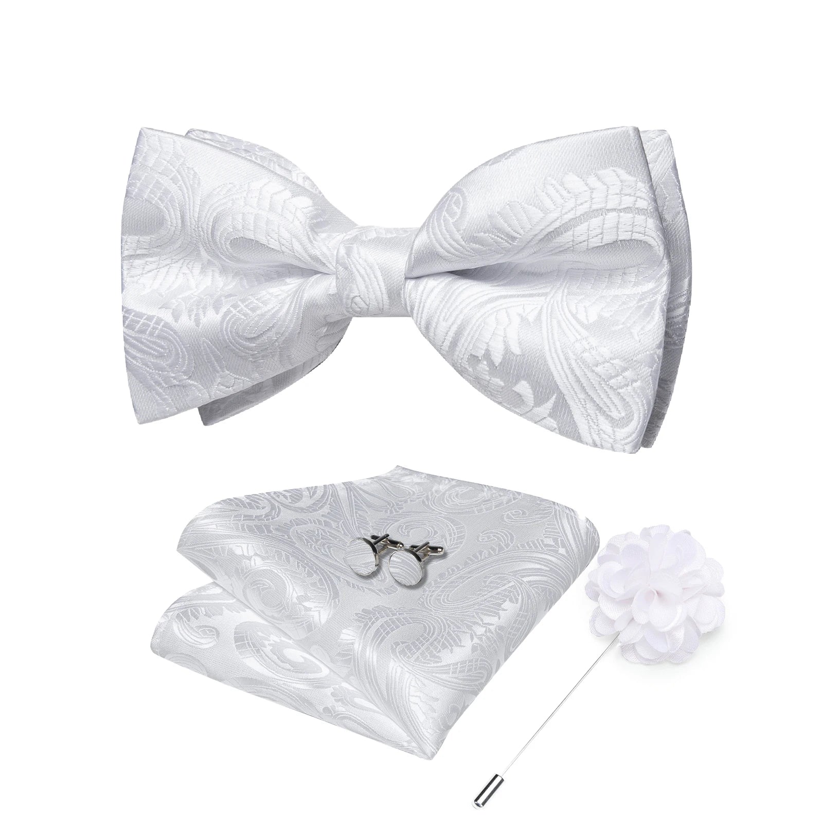 Wedding Bow Tie for Men Classic Red Pre-tied Bowtie Cufflinks Corsage Set for Party Butterfly Knot Gift Man Accessories