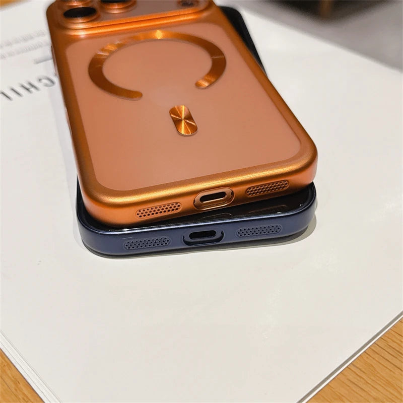 Luxury Matte Transparent Phone Case for Magsafe IPhone 17 Air 16 15 Pro Max Plus 17Air 17Pro Magnetic Bumper Back Cases Cover