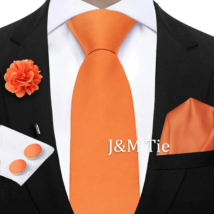 Women & Men Ties Solid NeckTie Pocket Square Brooch Set Men's Wedding Pink Blue Purple Tie Suit Accessories Fit Group Holiday Party