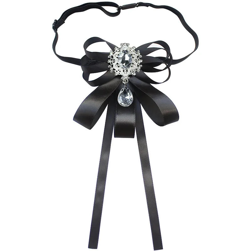 Bow Tie for British Men Women's Casual Suit Handmade Jewelry Gift Rhinestone Bowtie Korean College Style Shirt Collar Flower Pin