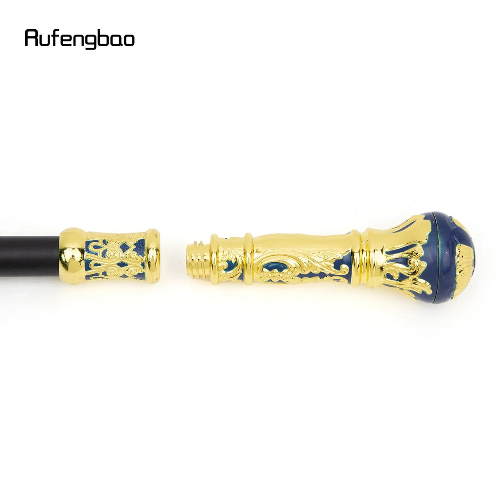 Golden Blue Luxury Round Handle Fashion Stick for Party Decorative Walking Cane Elegant Crosier Knob Walking Stick 93cm