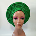 Nigerian Blue Gele Headtie  Auto Gele Turban Headwarp Already Made Headtie African Turban Cap for Party XM207-1
