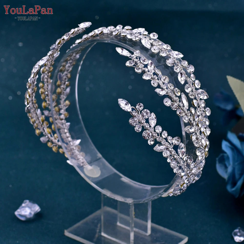 YouLaPan HP496 Rhinestone Bridal Headband Luxury Bridal Hair Accessories Woman Headpiece Wedding Hair Accessories Bride Tiara