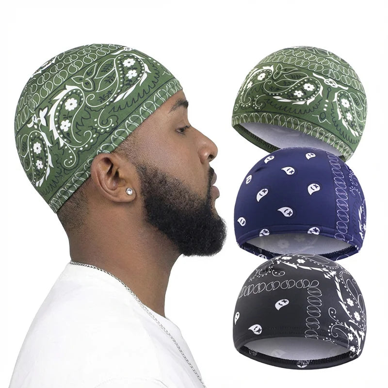 3PCS/LOT New paisley Wave Caps Thick Silky Breathable Dome Elastic Mesh Wig Cap Men Outdoor Wave Caps