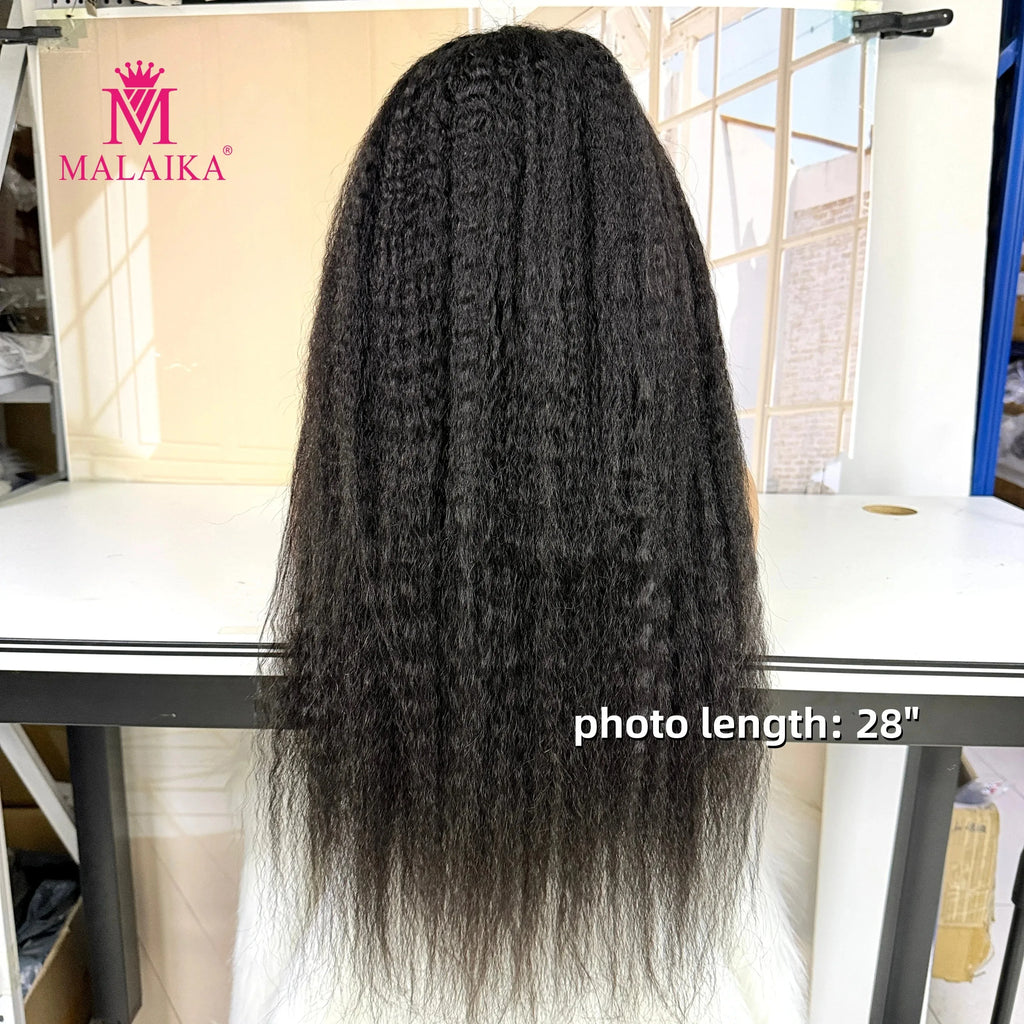 T1B/4 Yaki Straight 350% Density 13x4 Lace Front Human Hair Wig Natural Color Kinky Straight Brazilian Hair Wig For Black Women