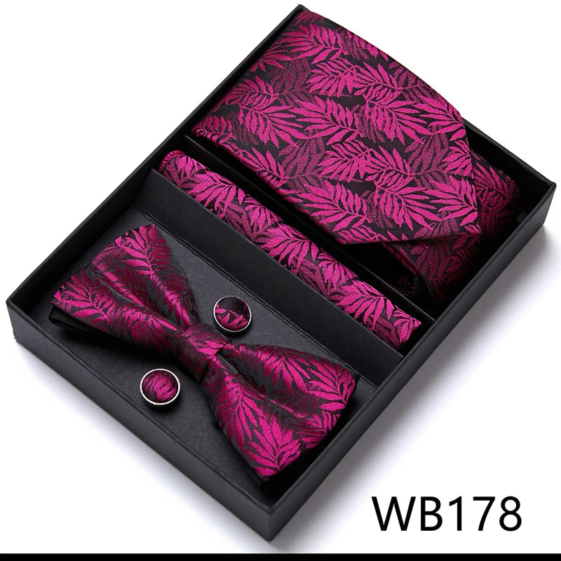 Tie For Men Formal Dress Tuxedo NeckTie Handkerchief Bow Tie Set PlaisyParty Groom Wedding Butterfly Bowtie In Box