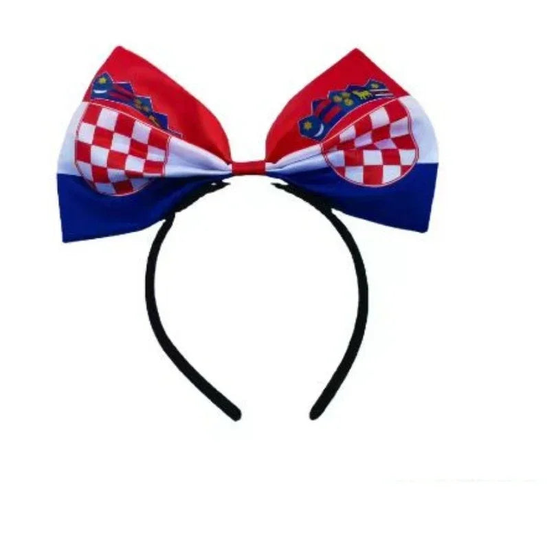 1pcs Flag Pattern Bow Headband Netherlands, Australia, South Korea, France, United States, United Kingdom, Canada, Italy