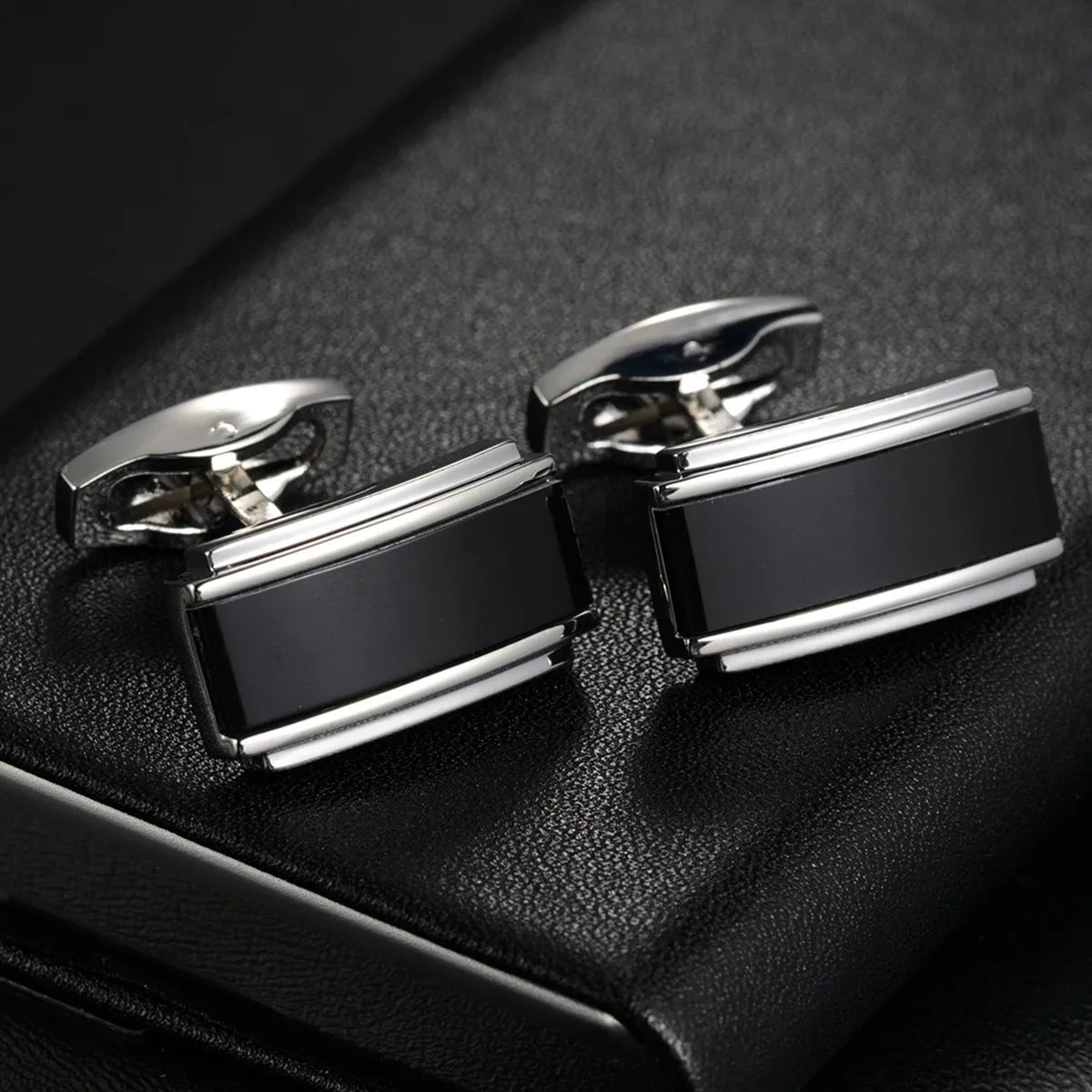 Round Cufflinks Mens For Business Shirt Wedding Party Men Cufflink Solid Cloth Rectangle Stripe Cuff links Accessories Wholesale