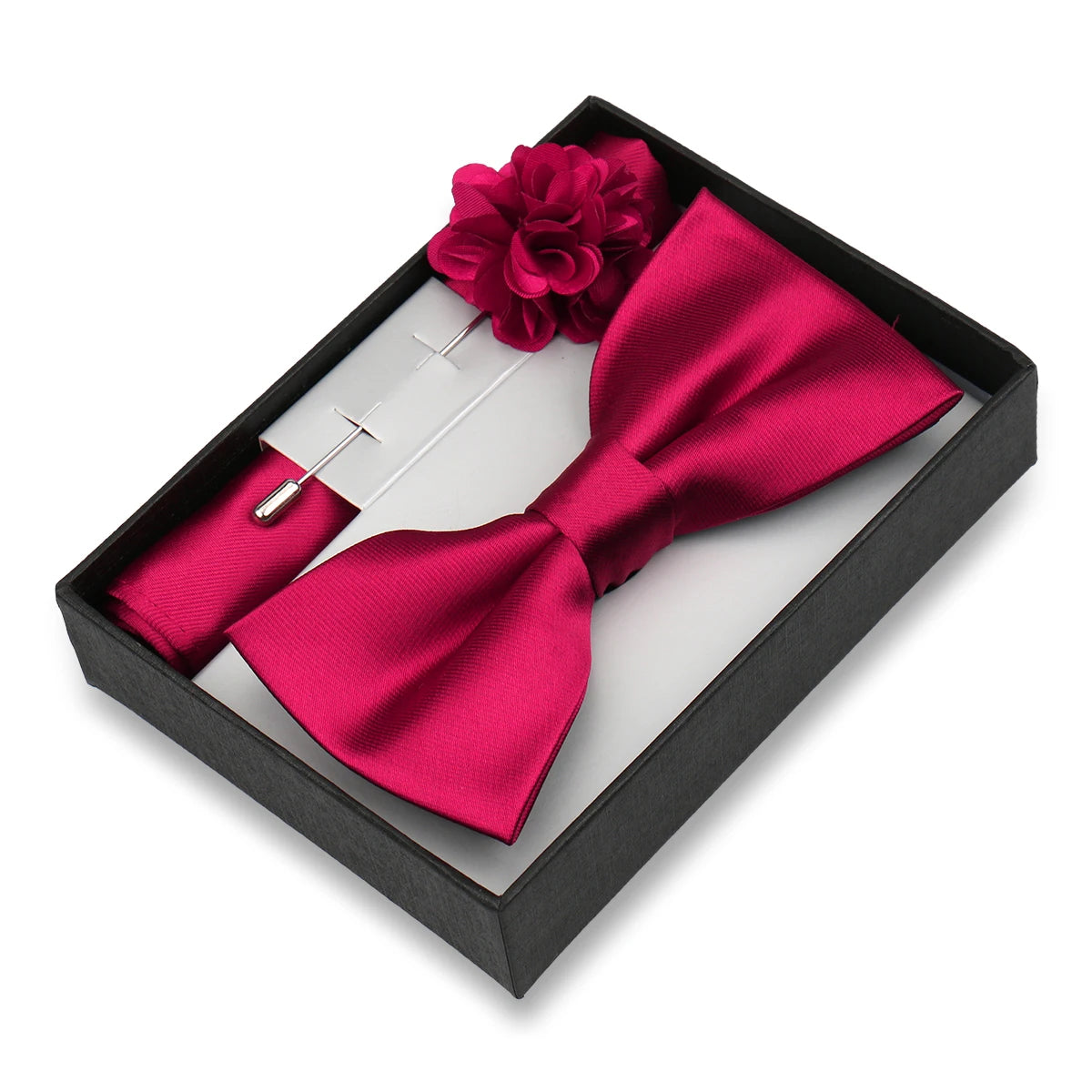 Classic High Quality Bow Tie Set Box Gift For Men Fashion Elegant Bowtie Handchief And Brooch Set Wedding Business Accessories