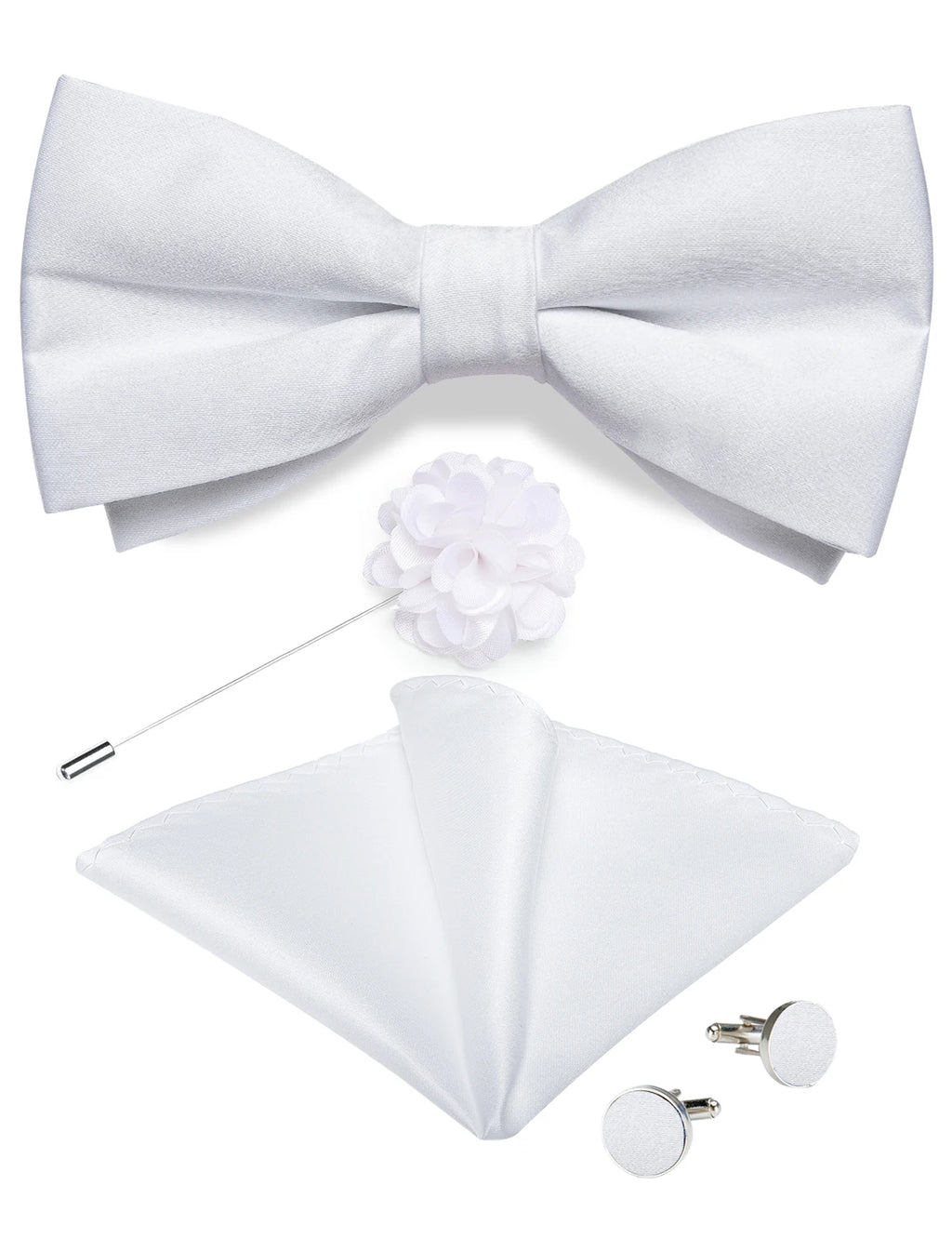 Wedding Bow Tie for Men Classic Red Pre-tied Bowtie Cufflinks Corsage Set for Party Butterfly Knot Gift Man Accessories