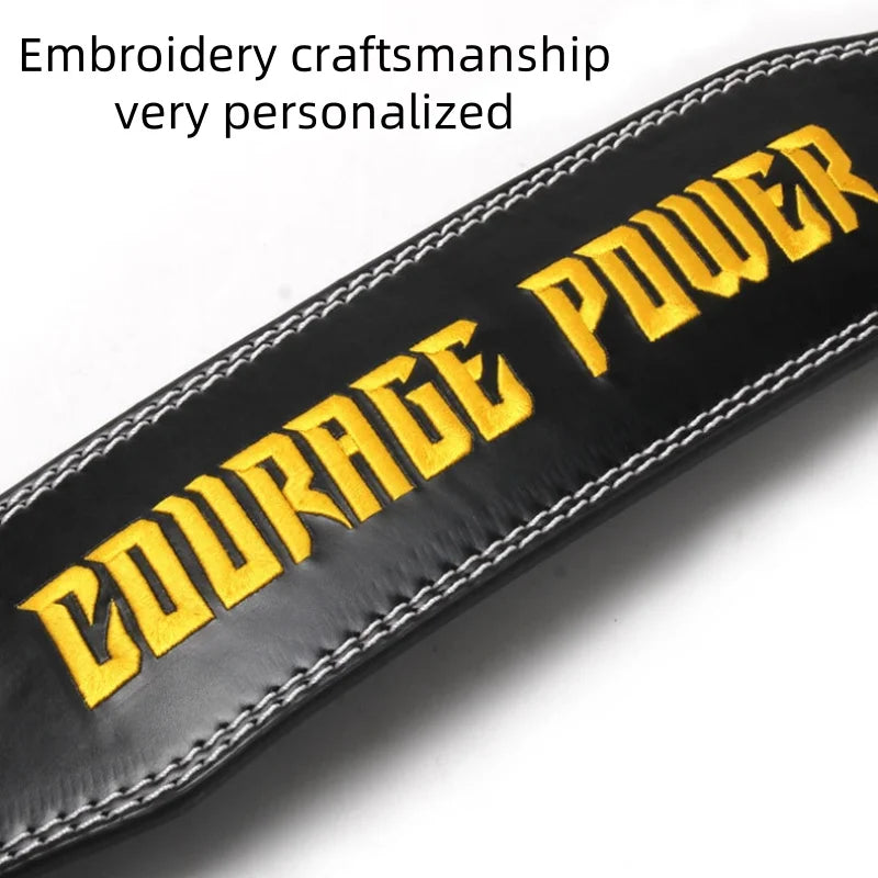 Embroidered Weightlifting Belt Unisex PU Gym Belt for Strength Training, Adjustable Support for Powerlifting CrossFit Deadlift