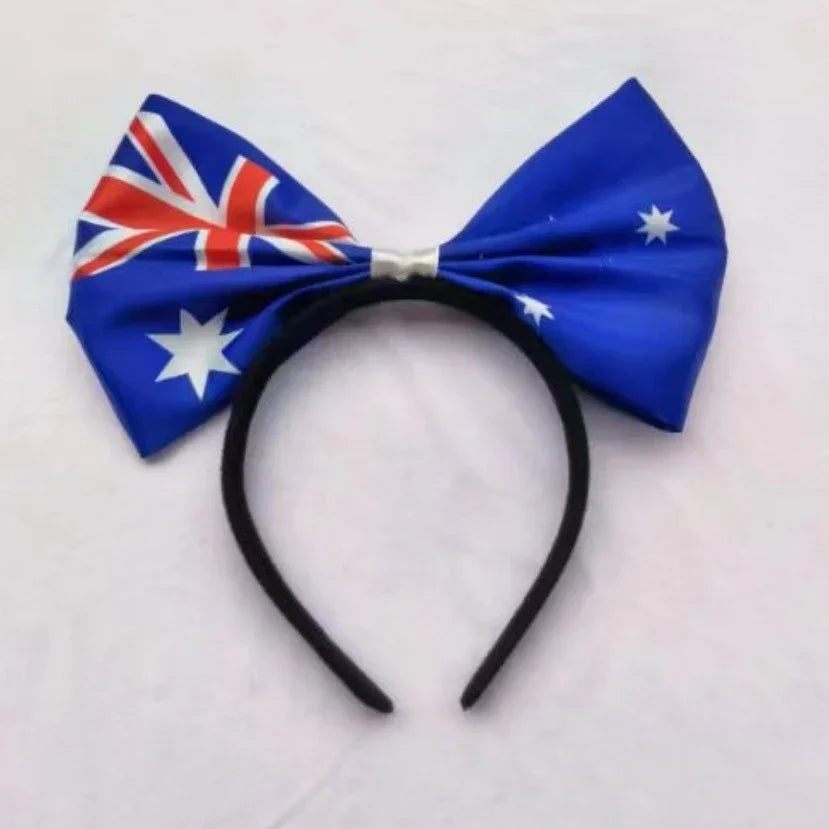 1pcs Flag Pattern Bow Headband Netherlands, Australia, South Korea, France, United States, United Kingdom, Canada, Italy