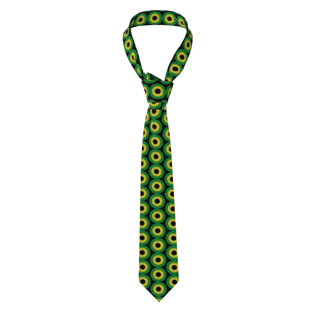 Jamaican Flag Tie green yellow red stripes Pattern Neck Ties Vintage Cool Collar Tie Adult Wedding Party Necktie Accessories