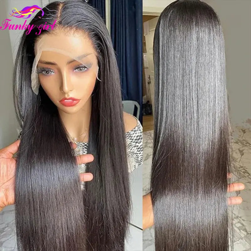 Bone Straight Lace Frontal Human Hair Wig Brazilian Transparent Lace 100% Human Hair Wigs For Women Natural Black Remy Hair Wig