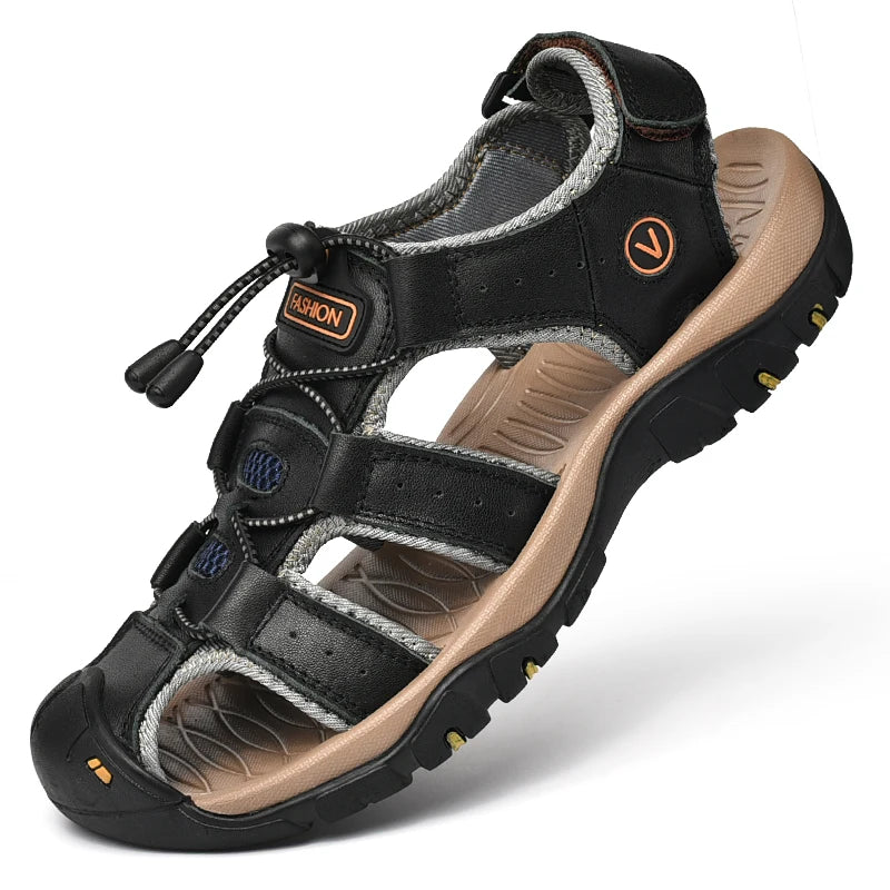 Summer Men Sandals Genuine Leather Men Casual Shoes Outdoor Men Leather Sandals for Men Beach Shoes Roman Men Shoes
