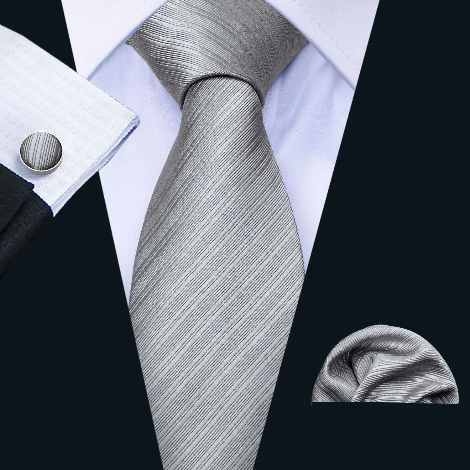 Male Luxury Neck Tie For Men Business Red Striped Tie Hanky Cufflinks Set Neckwear Wedding Party Casual