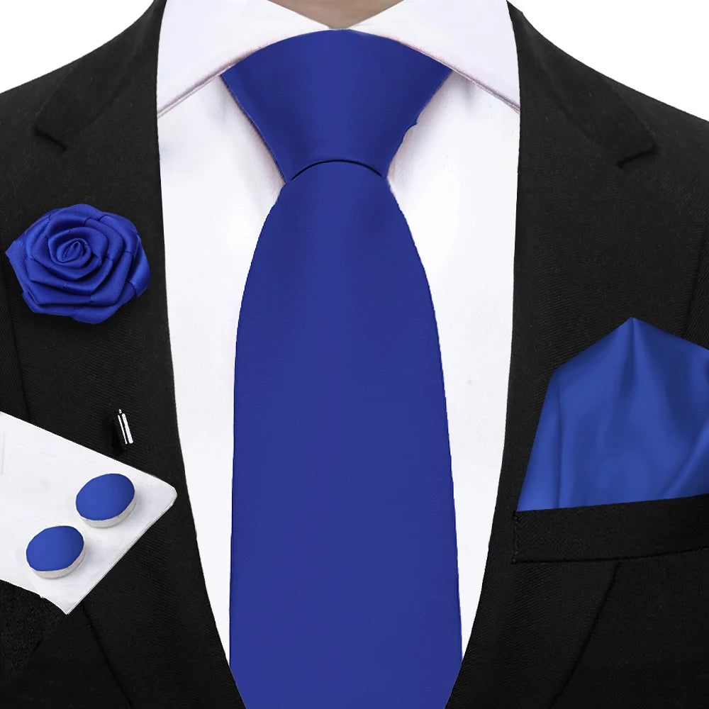 Women & Men Ties Solid NeckTie Pocket Square Brooch Set Men's Wedding Pink Blue Purple Tie Suit Accessories Fit Group Holiday Party