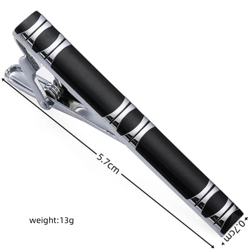 Fashionable men's tie clip high-quality metal Classic black line enamel clip business wedding suit accessories jewelry gifts