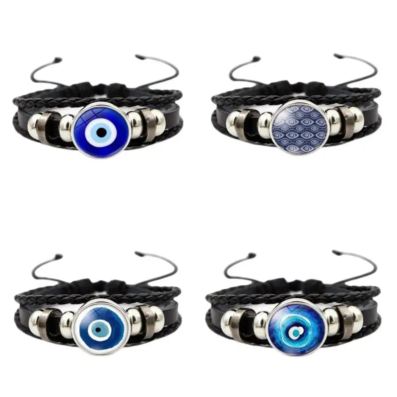 Leather Bracelet Handmade Woven Multilayer Boho Vintage Unisex Adjustable Fashion Jewelry Gift for Him Her