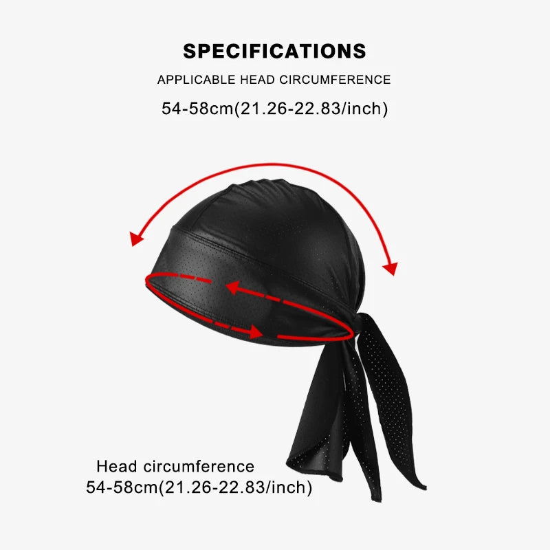 Men's Breathable Perforated Durag Headwrap, Quick Dry Pirate Bandana Hat, Lightweight Motorcycle Biker Head Scarf, Elastic Skull