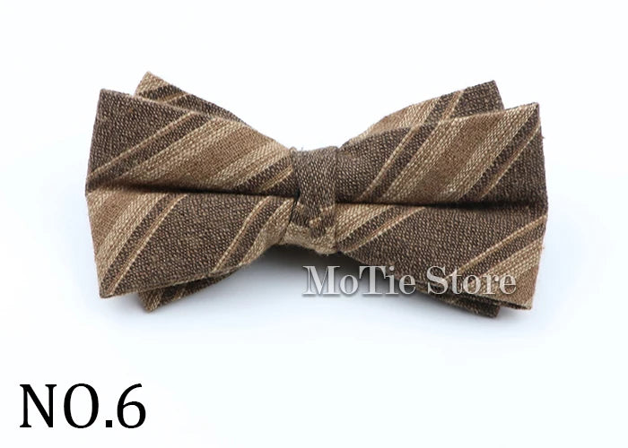 Cotton Double Layer Bowtie For Men Casual Bow Tie Adult Bow Ties Cravats Male Plaid Bow knot For Party Wedding Striped Butterfly