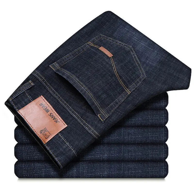 2025 Men NEW Men's Fashion Business Jeans Classic Style Casual Stretch Slim Jean Pants Male Brand Denim Trousers Black Blue Me