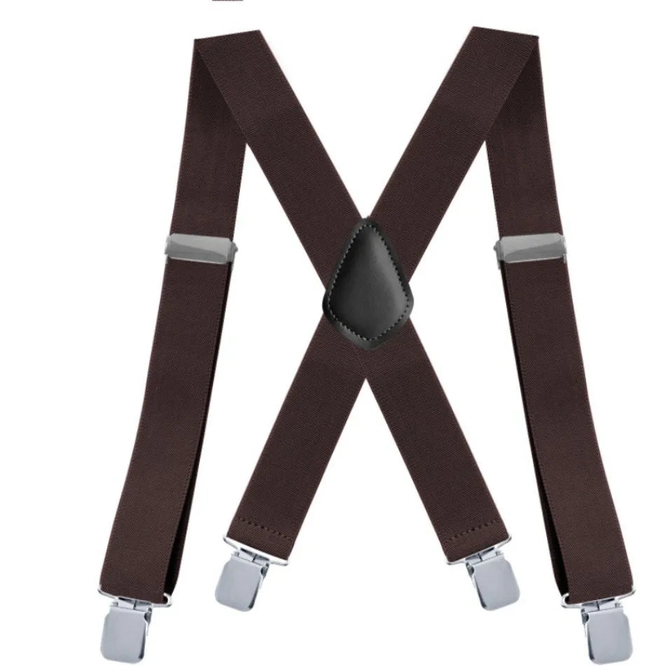 Suspenders for Men Work Heavy Duty Big and Tall 3.5cm Wide X Back with 4 Strong Clips Adjustable Elastic Trouser Braces Straps
