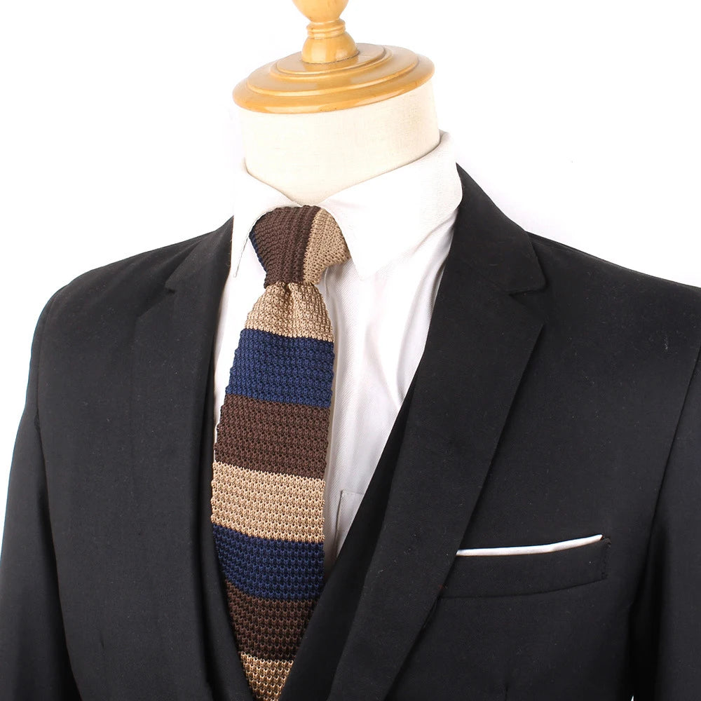New Knit Ties Casual Skinny Necktie Boys Girls Knitted Striped Neck Tie Wedding Necktie Men