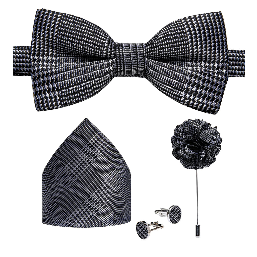 Wedding Bow Tie for Men Classic Red Pre-tied Bowtie Cufflinks Corsage Set for Party Butterfly Knot Gift Man Accessories
