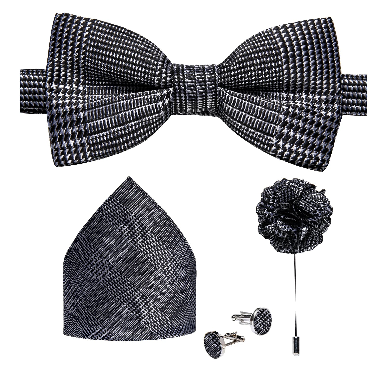 Wedding Bow Tie for Men Classic Red Pre-tied Bowtie Cufflinks Corsage Set for Party Butterfly Knot Gift Man Accessories