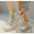Women Platform Canvas Shoes Outdoor Goth Punk Versatile Sneaker Buckle Strap Design High Top Fashion Zipper Boots Female Cosplay