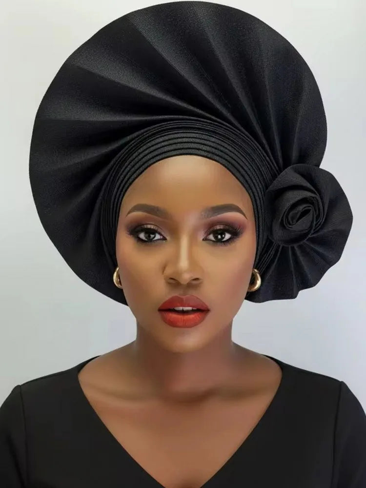 2026 New African Headtie Turban Nigeria Auto Gele Head Wraps Auto Gele Women's Turban Cap Wedding Geles Muslim Head Wraps Bonnet