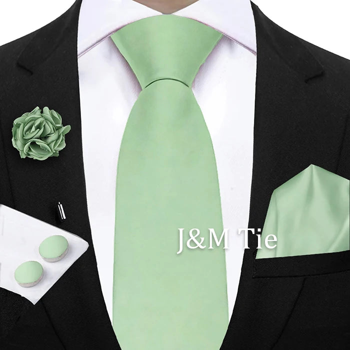 Women & Men Ties Solid NeckTie Pocket Square Brooch Set Men's Wedding Pink Blue Purple Tie Suit Accessories Fit Group Holiday Party