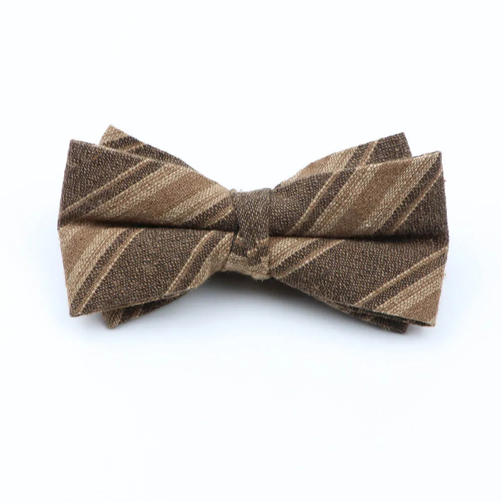 Cotton Double Layer Bowtie For Men Casual Bow Tie Adult Bow Ties Cravats Male Plaid Bow knot For Party Wedding Striped Butterfly
